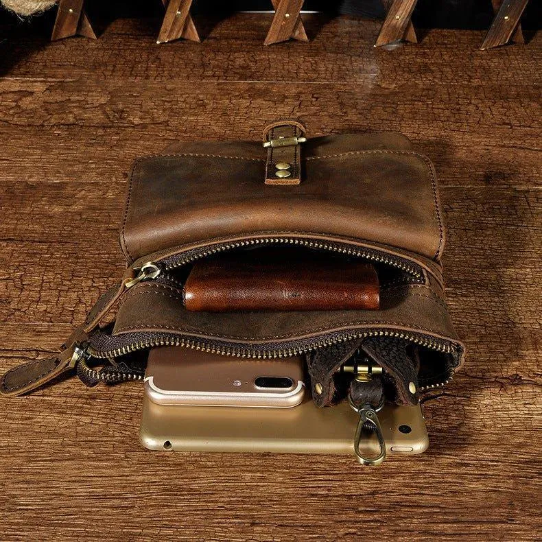 Woosir Vintage Genuine Leather 8 Inch Messenger Bag