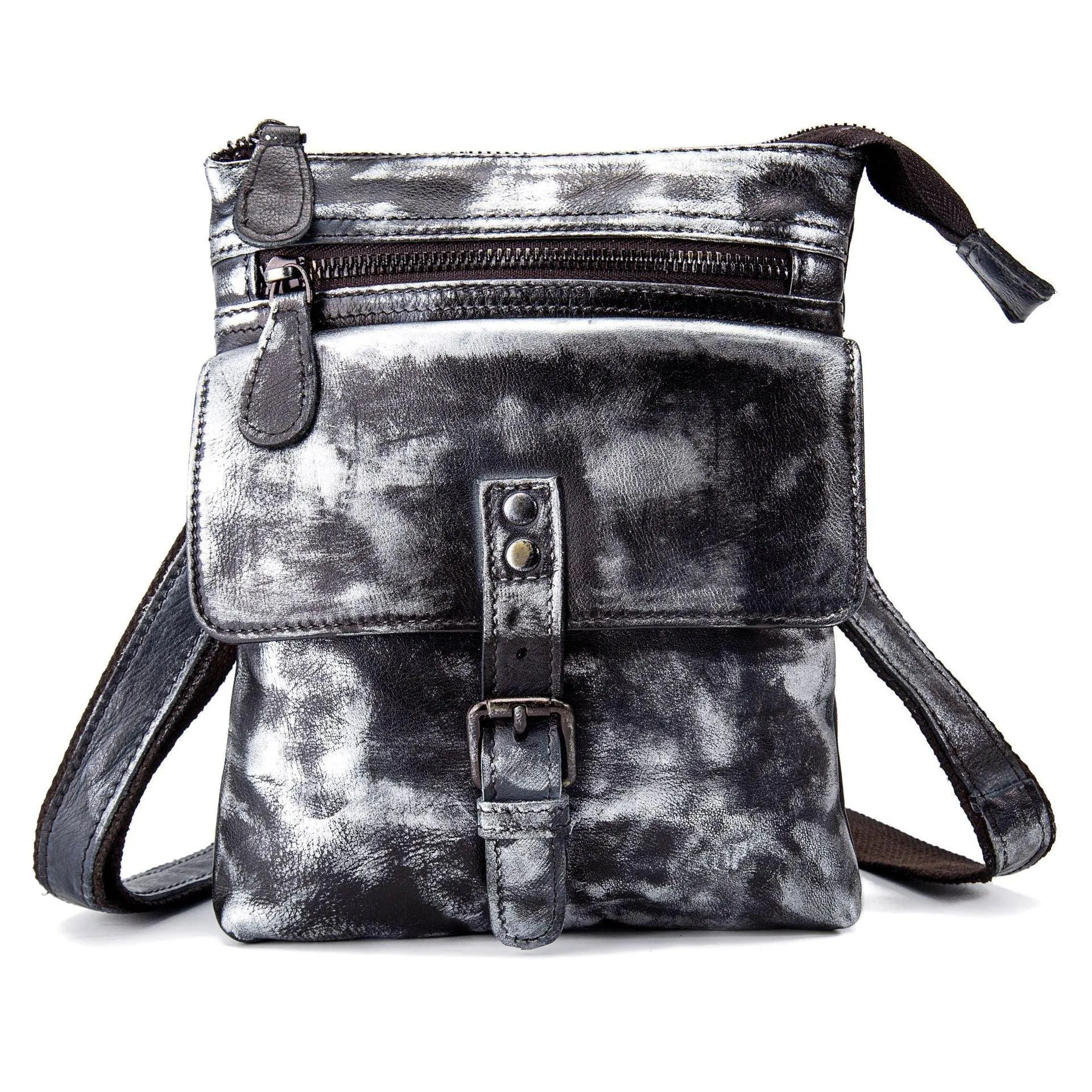 Woosir Vintage Genuine Leather 8 Inch Messenger Bag