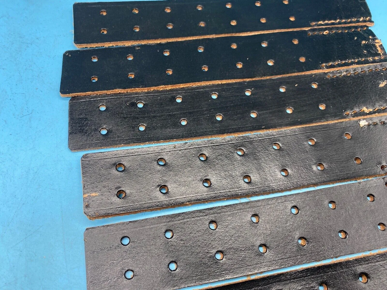 WW2 German Army belt leather fastening strip. Black Leather Reproduction