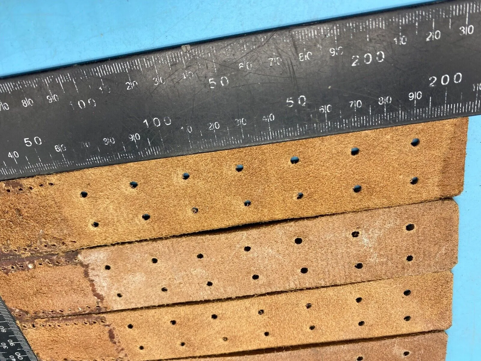 WW2 German Army belt leather fastening strip. Black Leather Reproduction