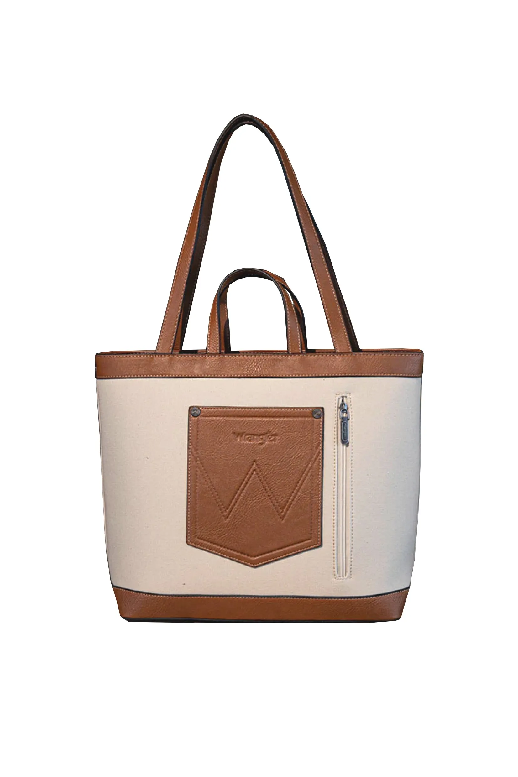 X5W2985BAG Wrangler Canvas Iconic Logo Tote Natural