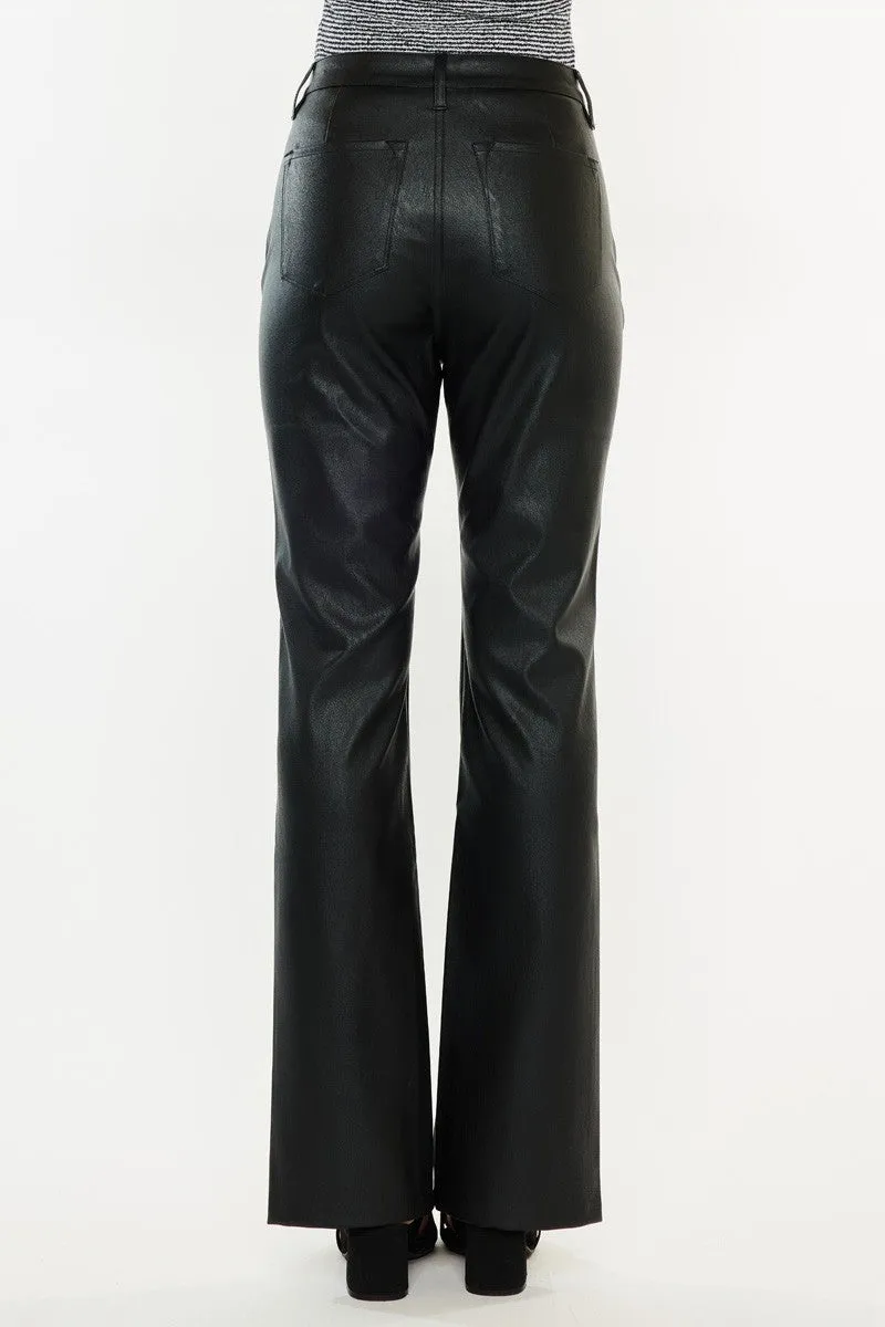 Zane- High Waisted Straight Leather Pants