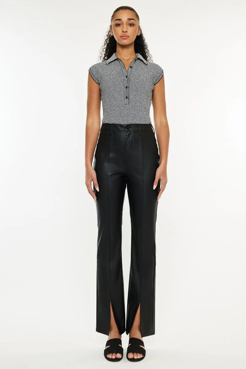 Zane- High Waisted Straight Leather Pants
