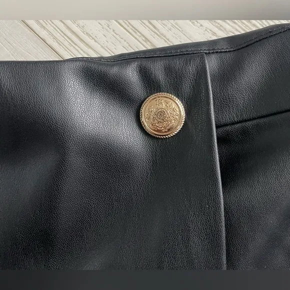 Zara Faux Leather Gold Button Skort