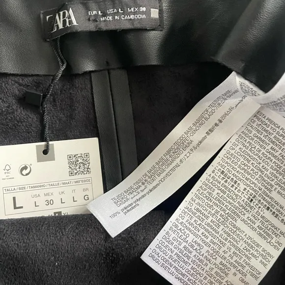 Zara Faux Leather Gold Button Skort
