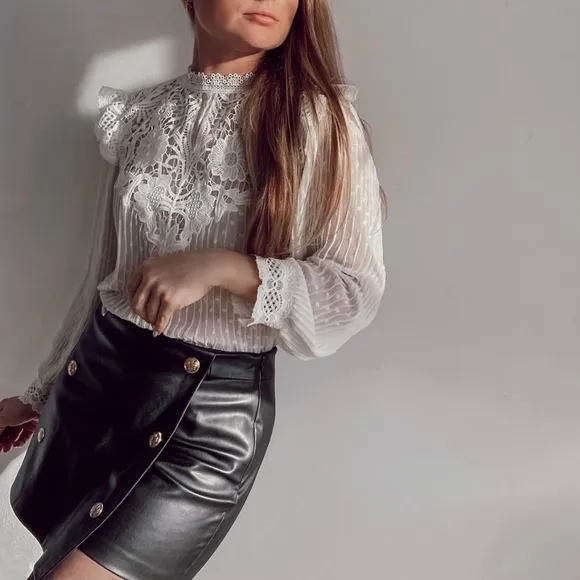 Zara Faux Leather Gold Button Skort