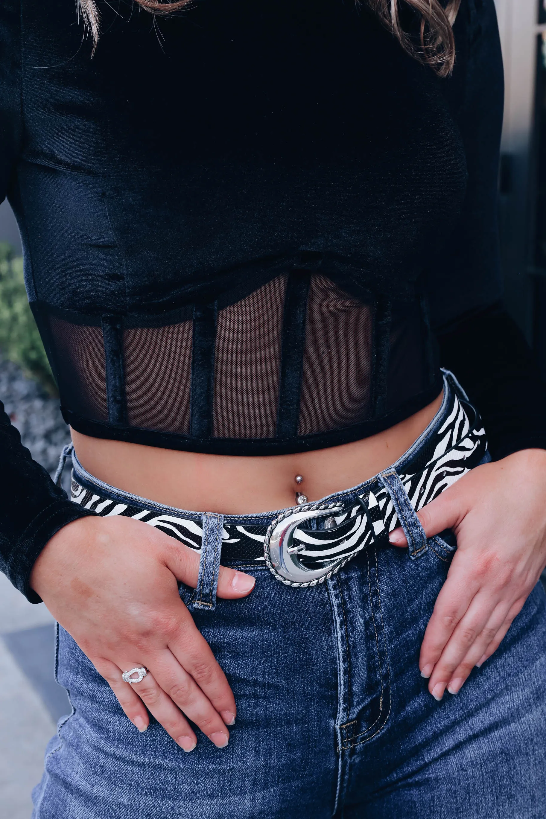 Zebra Silver Buckle Belt