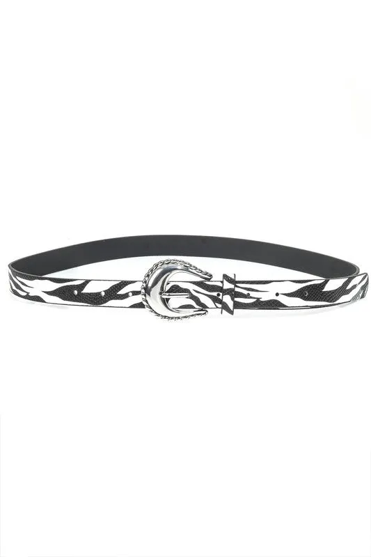 Zebra Silver Buckle Belt